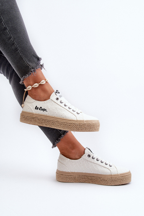 Trampki Koronkowe Z Plecionką Białe Lee Cooper LCW-24-44-2425