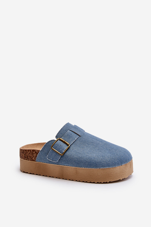 Women's Denim Platform Clogs Blue Jorffia