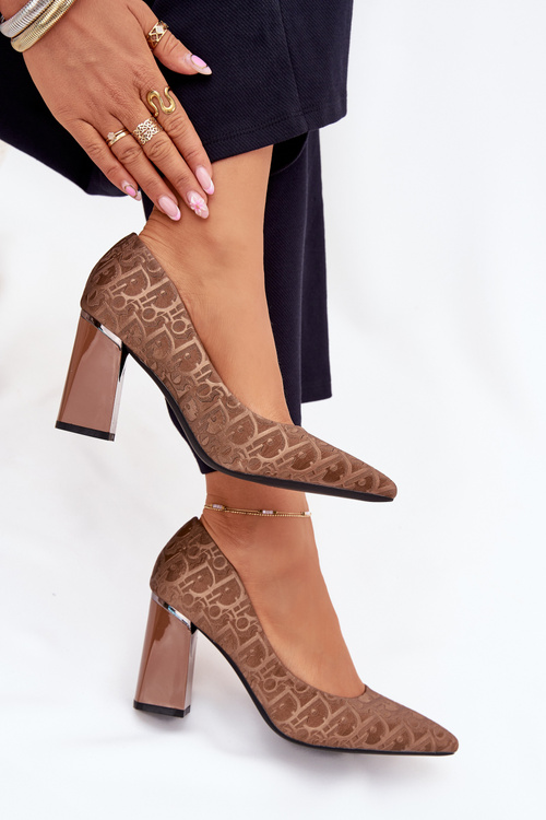 Women's Heels With Decorative Embossing Vinceza 62254 Brown