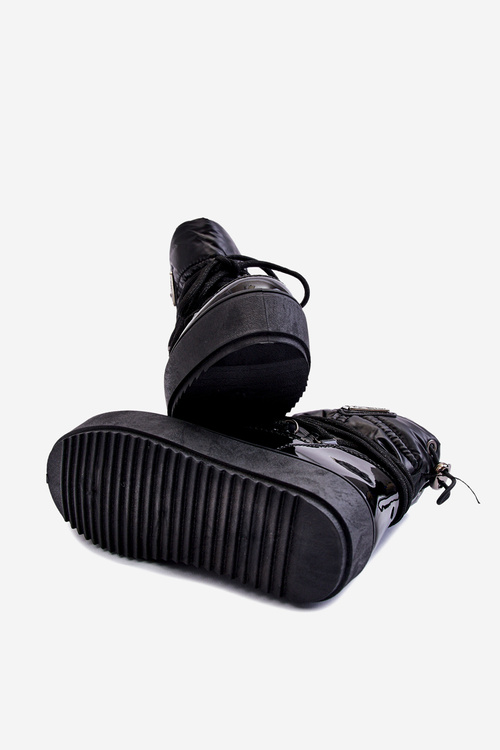 Warm Lace Up Snow Boots Black Colina