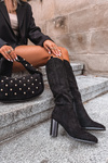 Women's Boots on Heel with Eco Suede Black Prisca