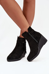 Insulated women's ankle boots with wedge with fringes Black Olivarae