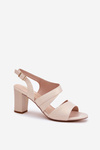 Ladies Sandals On Heel Beige Sergio Leone SK866