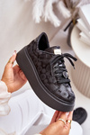 Leather Sports Shoes On Platform Maciejka 06191-42 Black
