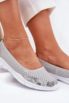 Leather perforated ballerinas Vinceza 95323 gray