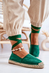 Tied Suede Espadrilles Dark Green Ismanne