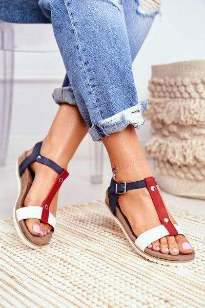 Women's Sandals Flat Comfortable 8SD35-0306 Navy blue Dubi