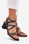 Leather Women's Sandals With Straps On A Heel Maciejka 06969-01 Black