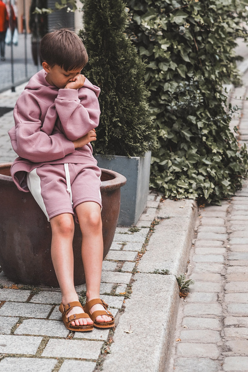Children's Sandals on Cork Platform with Velcro Closure Camel Rorria