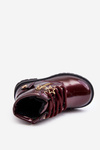 Burgundy Patent Leather Zip-Up Ankle Boots Felori