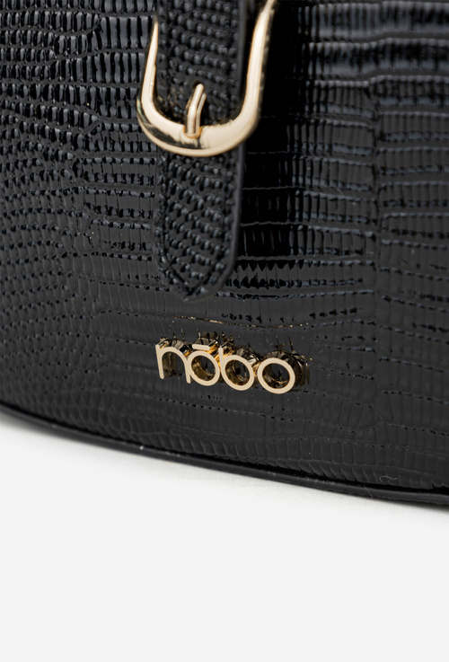 Torebka Listonoszka Drobne Tłoczenie Czarna NOBO BAG5780-M20