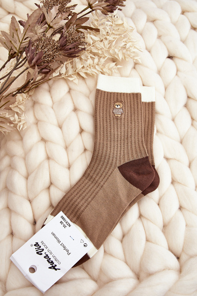 Women's Socks with Bear Brown