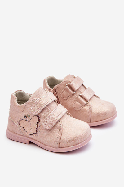 Leather Boots Lace Up With A Butterfly Pink Avi