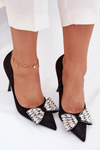 Heels with Bow and Crystals Black Marivine