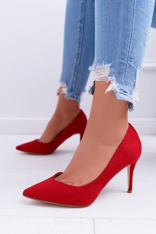 Women's Stilettos Suede Pointed Red Cream