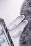 Damskie Srebrne Skórzane Slip On Frela