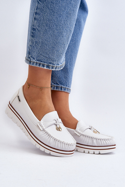 Women's White Platform Moccasins Railav