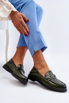 Women's Leather Loafers Dark Green Nurea