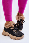 Women's Insulated Sports Boots Lace-Up Black and Beige Kerberos