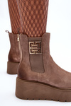 Women's Suede Boots On A Massive Platform Dark Beige Savira