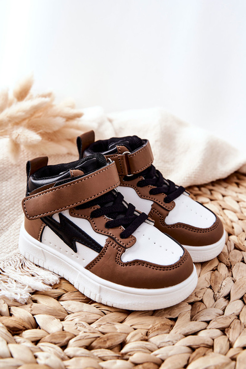 Children's Insulated High Sneakers White and Brown Bartnie