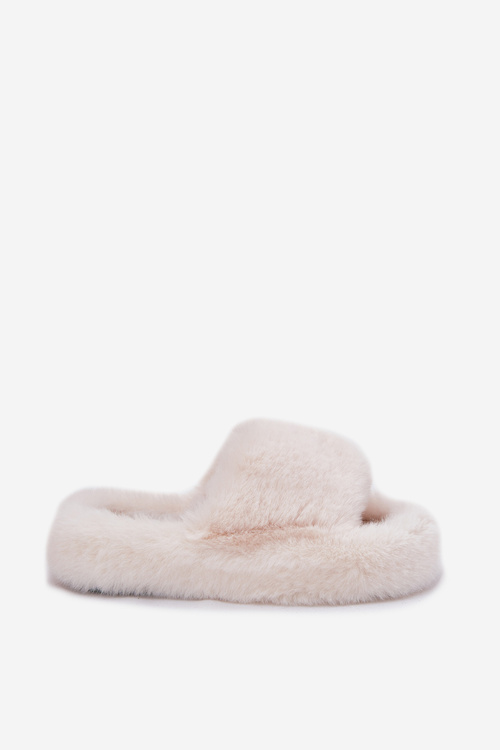 Women Fur Slippers Light Beige Biella
