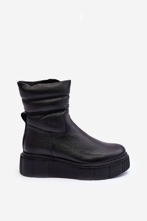 Leather Women's Platform Boots Black Suam