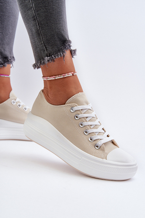 Trampki Masywna Platforma Beżowe Amyete K-81