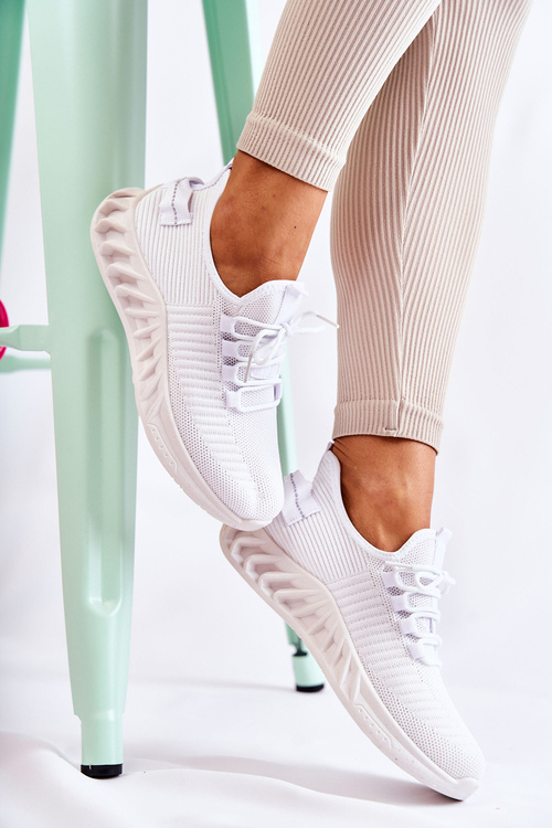 Sportowe Buty Damskie Materiałowe Białe Lenney