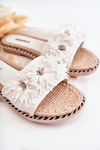 Women's Slippers With Material Flowers White Susana