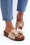 Women's Clogs on Cork Platform with Bow Beige Tarena