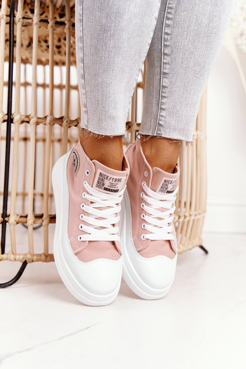 Women's High Sneakers On A Platform Pink Nice Girl
