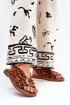 Flat Sandals With Decoration Leopard Brown Haliones