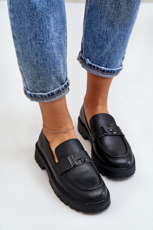 Damskie Mokasyny Z Eko Skóry Czarne Vinceza 62187