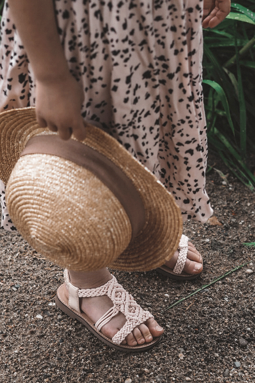 Sandały Dziecięce Plecione Wsuwane Różowe Tracy