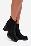 Suede Leather Women's Ankle Boots Vinceza 91142 Black
