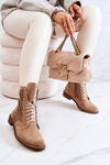 Openwork Suede boots with tied Nicole Camel 2696