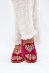 Women's sandals with decorative heart S.Barski KV27-018 fuchsia