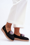 Women's Platform Moccasins with Stones Black Elonore