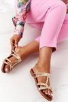 Elegant Leather Sandals S.Barski 541-A Golden
