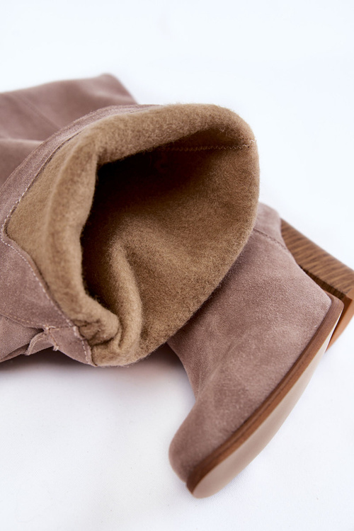 Kozaki Muszkieterki Damskie Zamsz Szare Lewski 2833