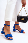 Suede Sandals with Braid Blue Essenza 