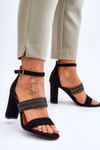 Suede Sandal With Braided Heel Strap Black Roselia