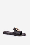 Eco Leather Flat Sandals Women With Decorative Detail Black Frelie