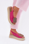 Zazoo 1786 Leather Women's Sandals On Platform With Decoration Fuchsia