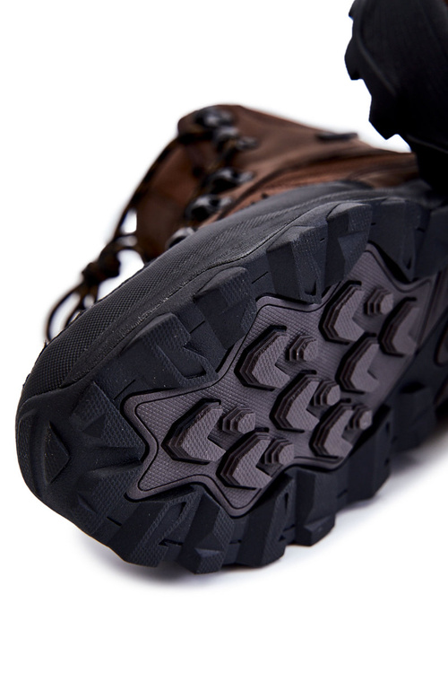 Buty Trekkingowe Męskie Ocieplane Ciemnobrązowe Cross Jeans KK1R4019C