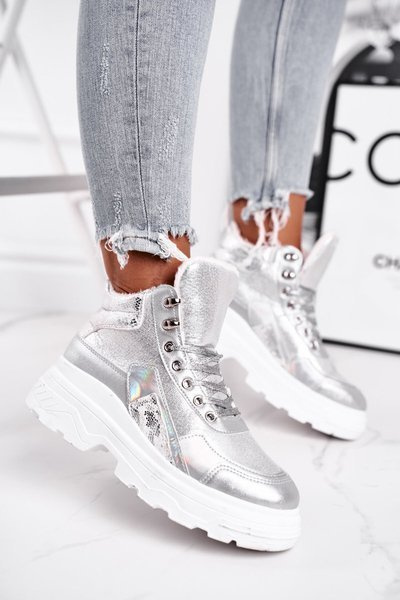 Women’s Sport Shoes Warm High Silver Davan
