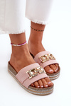 Women's Platform Slippers with Pink Ornament Vapireta