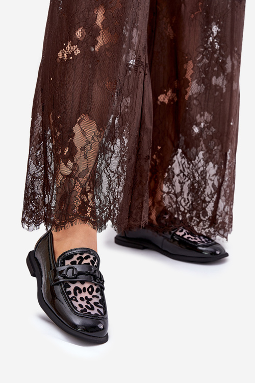 Leather Patent Moccasins With Mesh Black Vinceza 31931