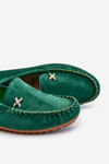 Women's Suede Loafers With Embellishments Green Leah